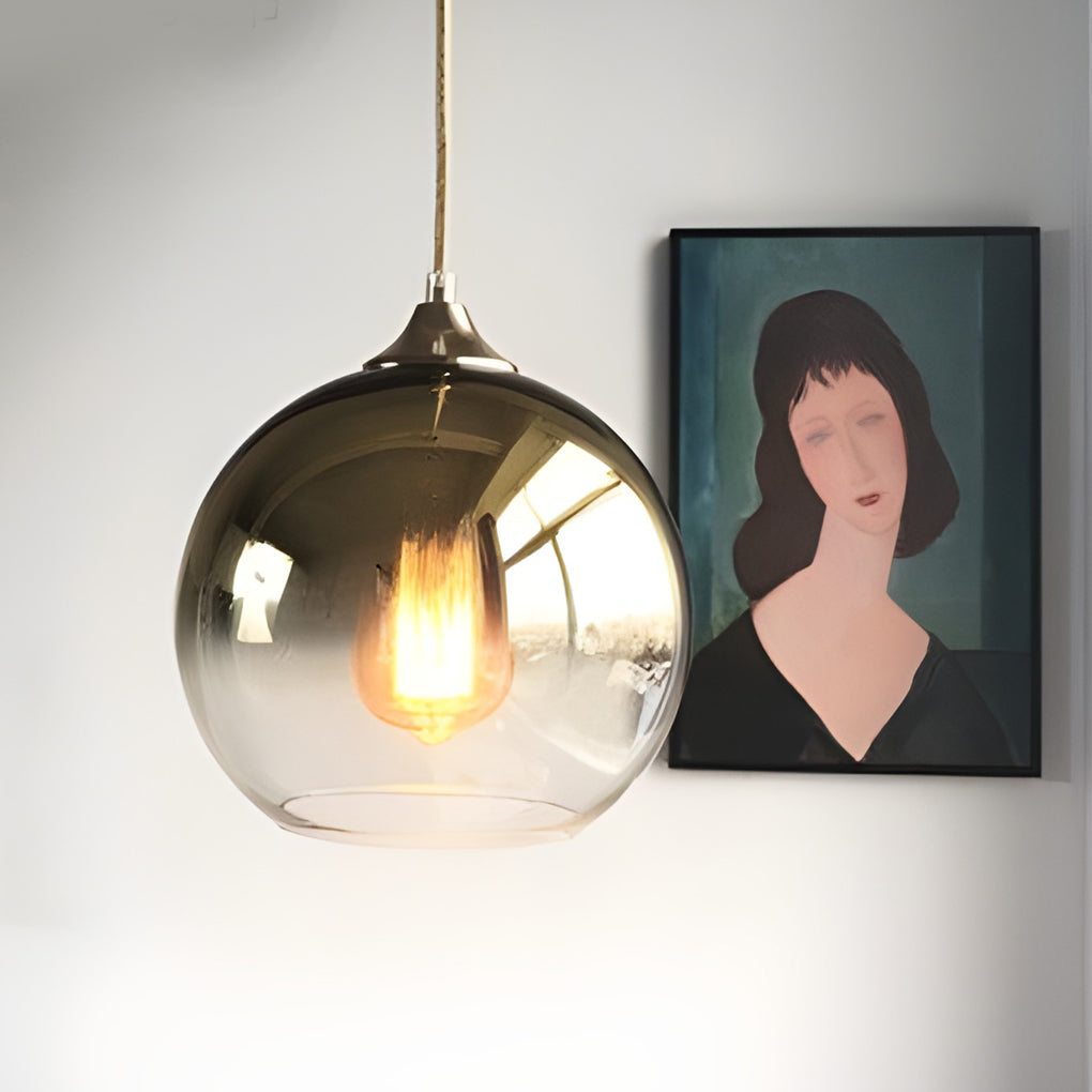 Modern Glass Round Pendant Light - Single-Ball Ceiling Fixture