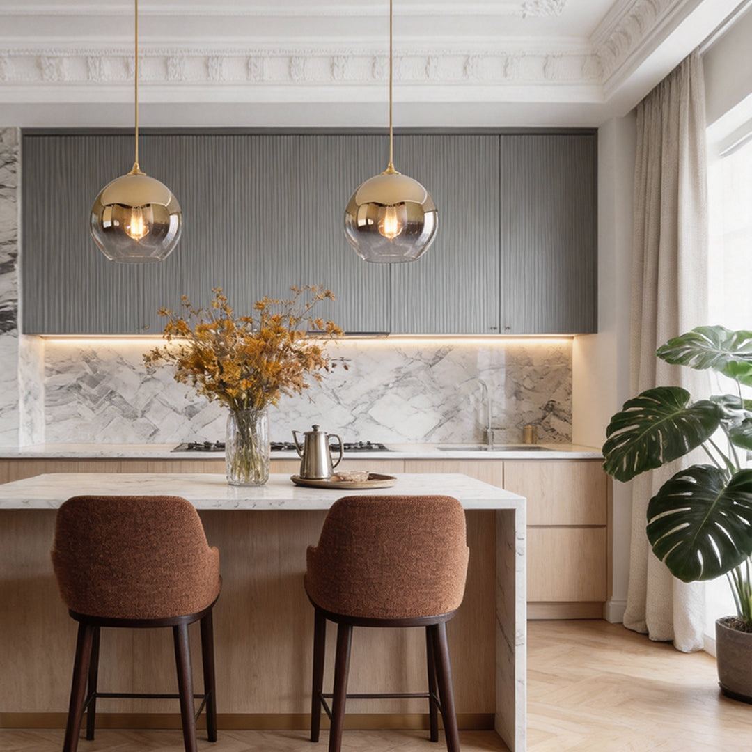 Modern Glass Round Pendant Light - Single-Ball Ceiling Fixture