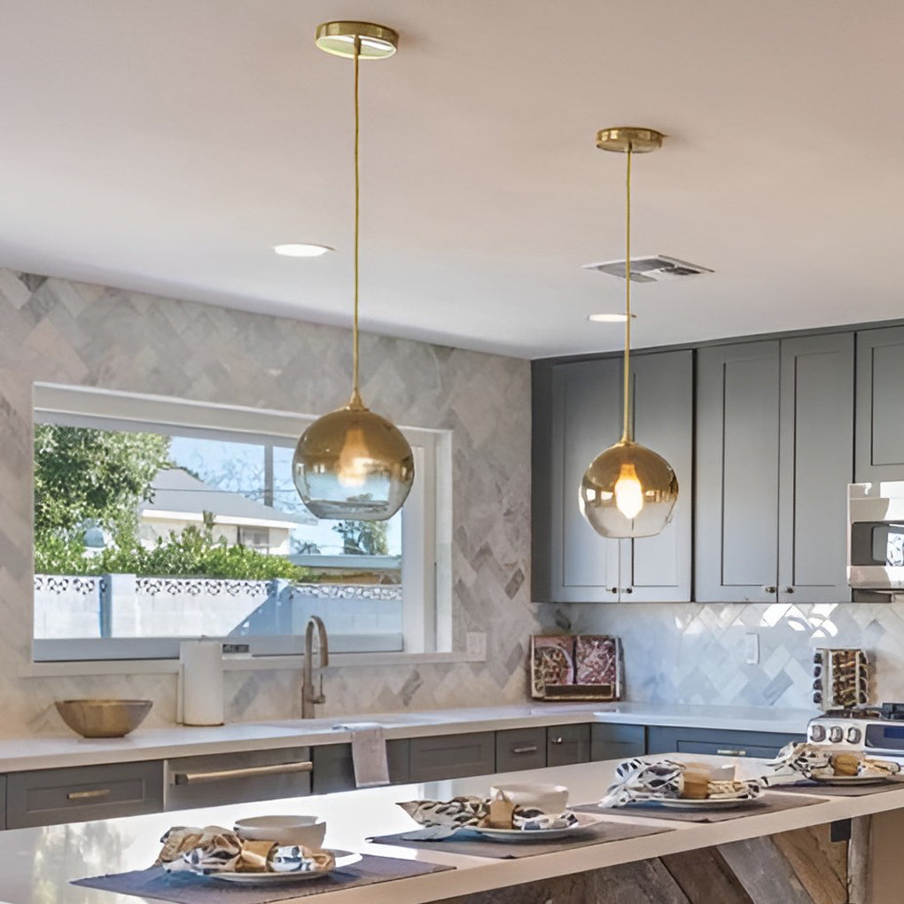 Modern Glass Round Pendant Light - Single-Ball Ceiling Fixture