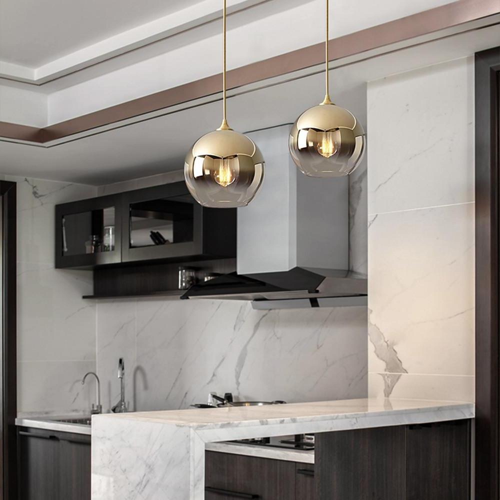Modern Glass Round Pendant Light - Single-Ball Ceiling Fixture