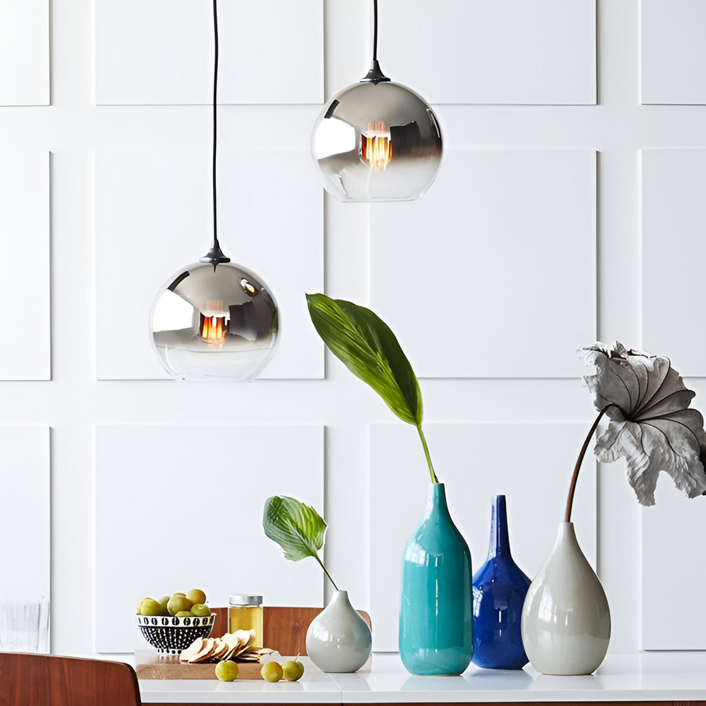 Modern Glass Round Pendant Light - Single-Ball Ceiling Fixture