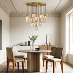 Luxury Copper and Glass Chandelier - Modern Ceiling Light