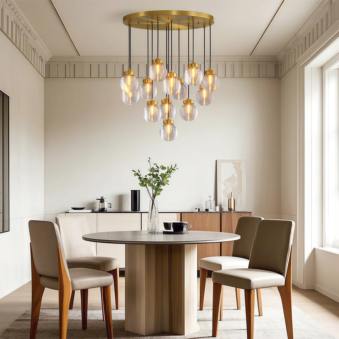 Luxury Copper and Glass Chandelier - Modern Ceiling Light