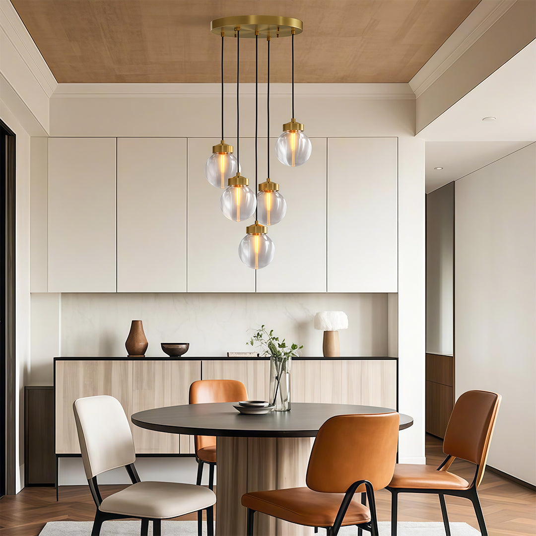 Luxury Copper and Glass Chandelier - Modern Ceiling Light