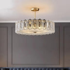 French Luxury Copper Semi Flush Mount Glass Light Fixture