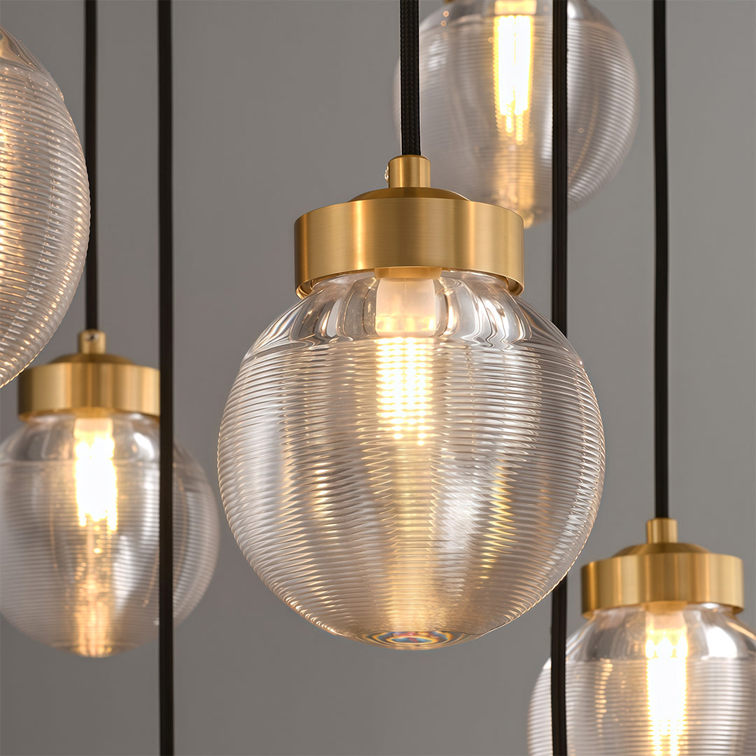 Luxury Copper and Glass Chandelier - Modern Ceiling Light