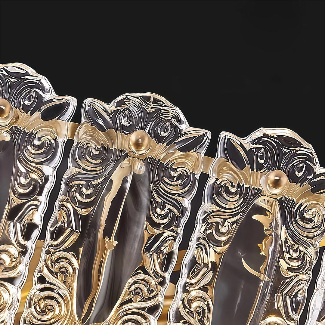 French Luxury Copper Semi Flush Mount Glass Light Fixture
