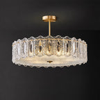 French Luxury Copper Semi Flush Mount Glass Light Fixture