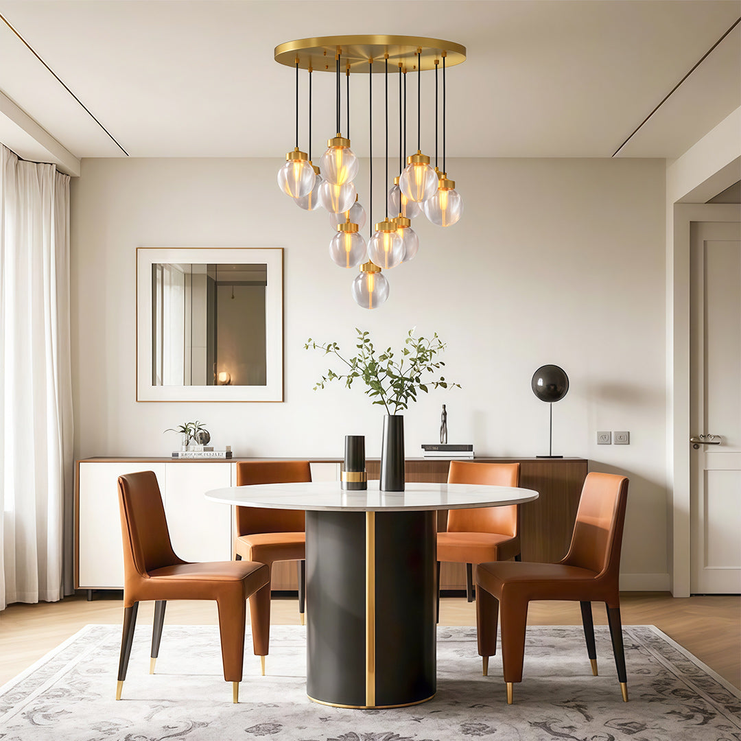 Luxury Copper and Glass Chandelier - Modern Ceiling Light
