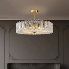 French Luxury Copper Semi Flush Mount Glass Light Fixture