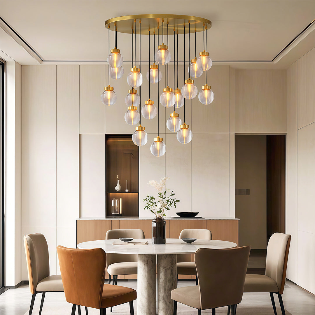 Luxury Copper and Glass Chandelier - Modern Ceiling Light