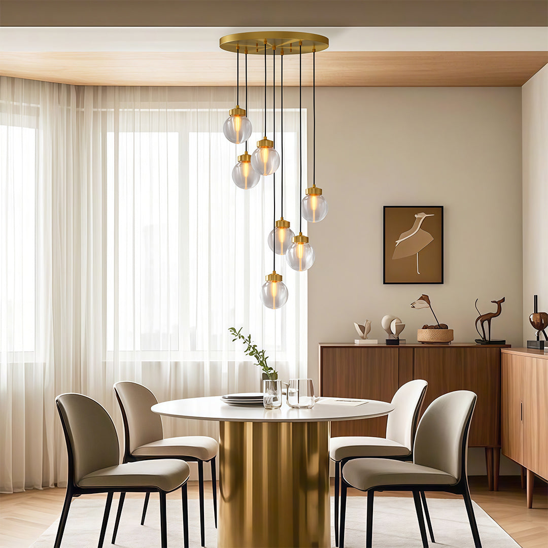 Luxury Copper and Glass Chandelier - Modern Ceiling Light
