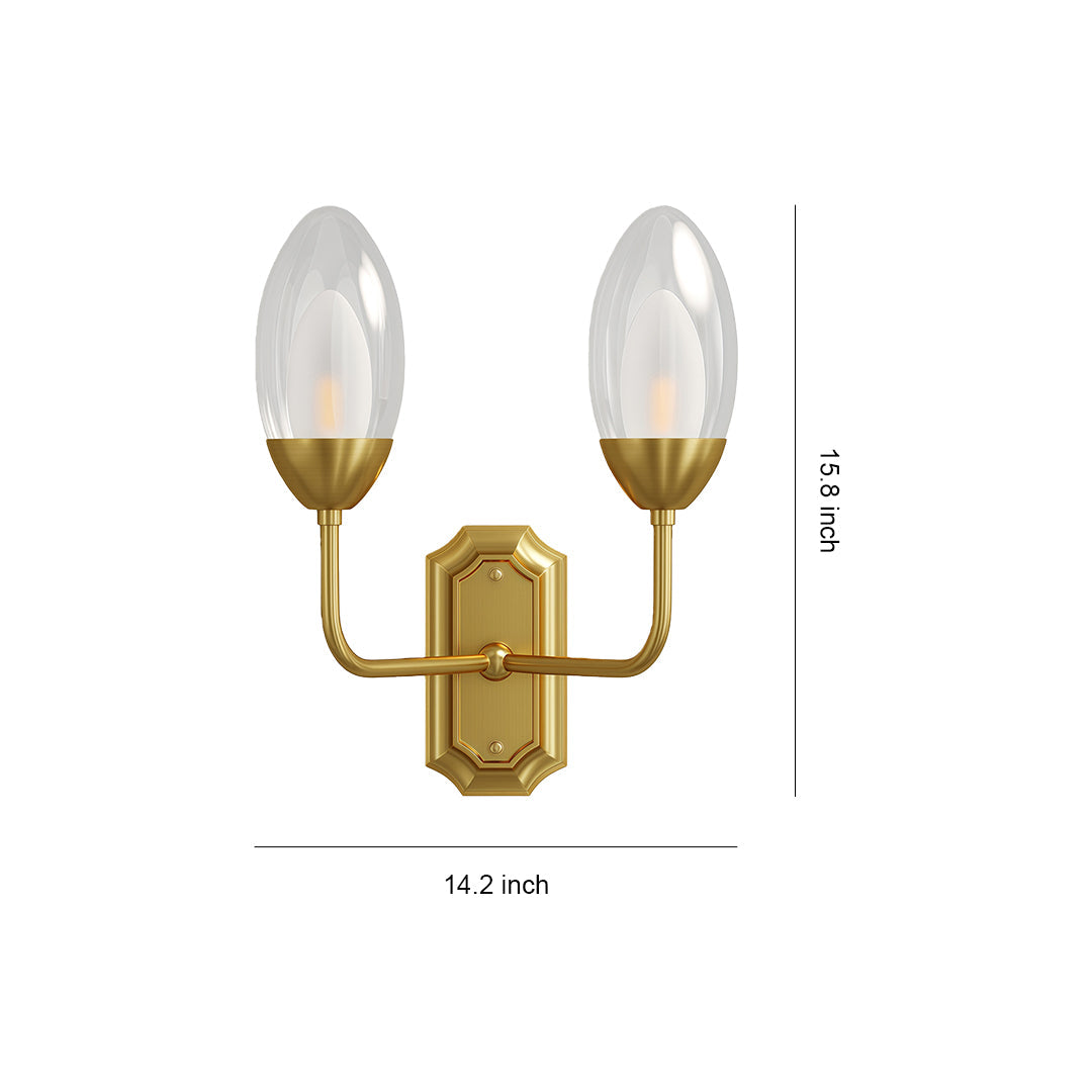 Modern Luxury Dual Head Copper Glass Wall Light
