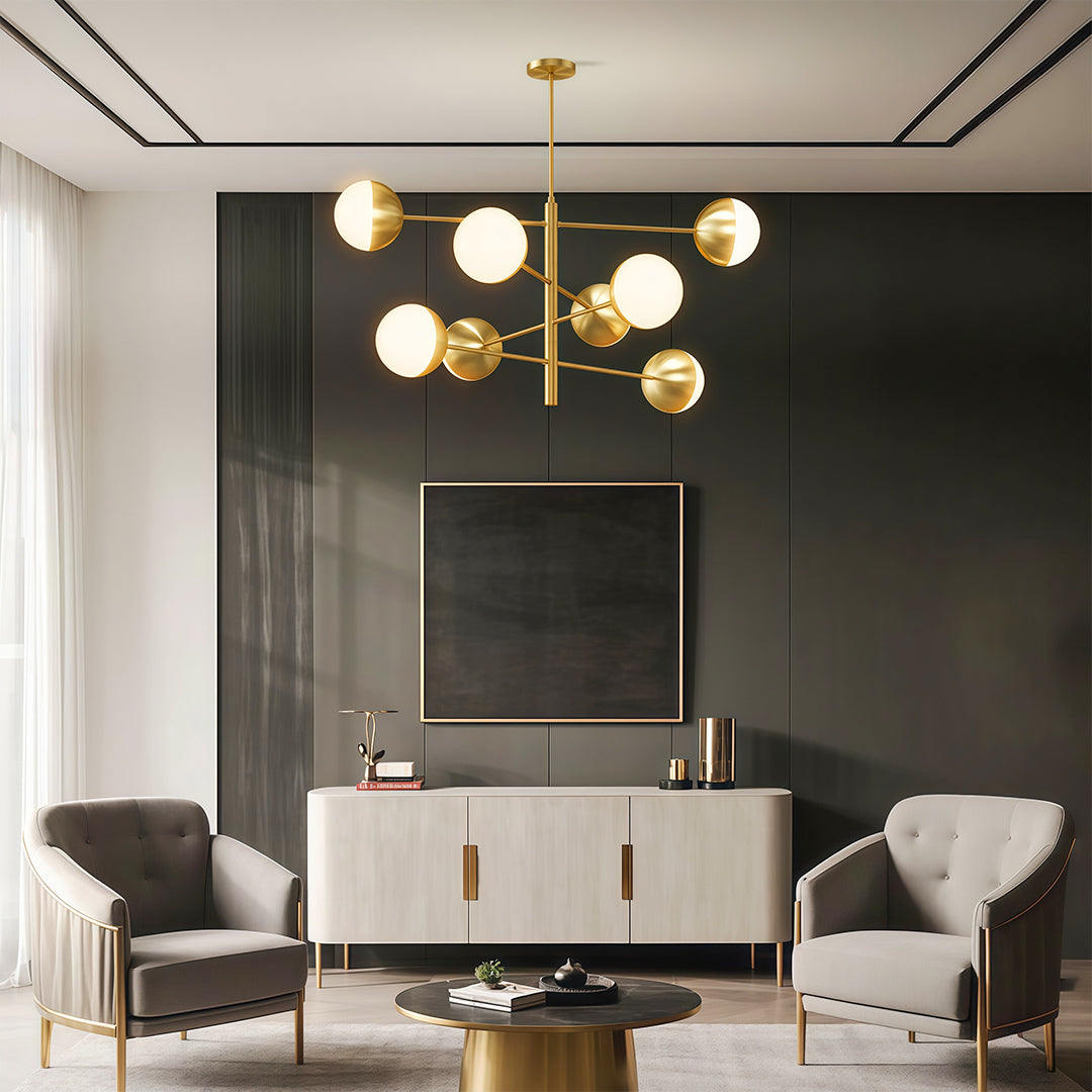 Modern Solid Copper Globe Chandelier Ceiling Light