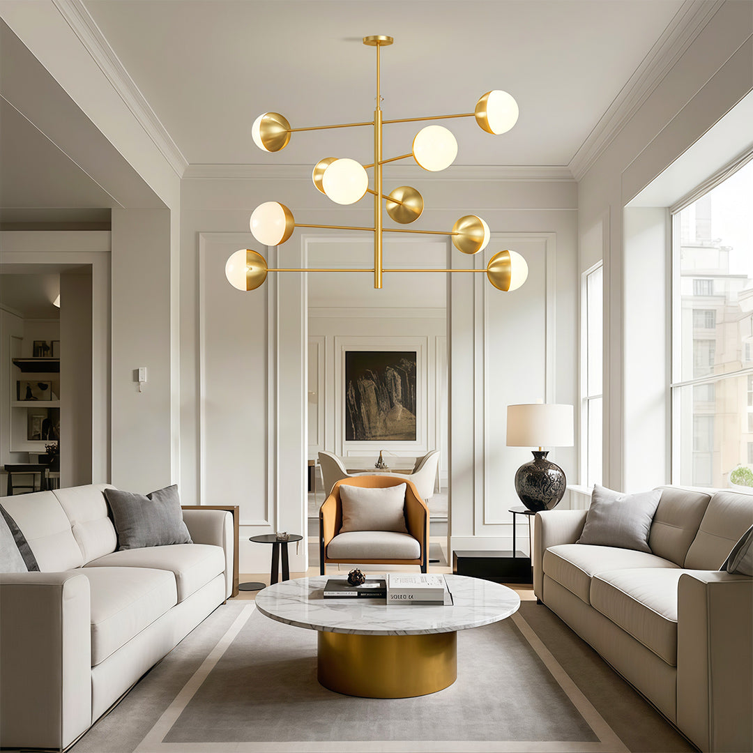 Modern Solid Copper Globe Chandelier Ceiling Light