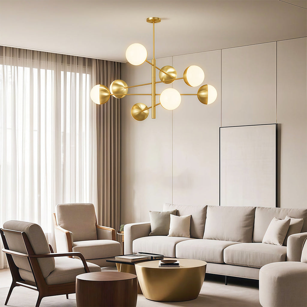 Modern Solid Copper Globe Chandelier Ceiling Light