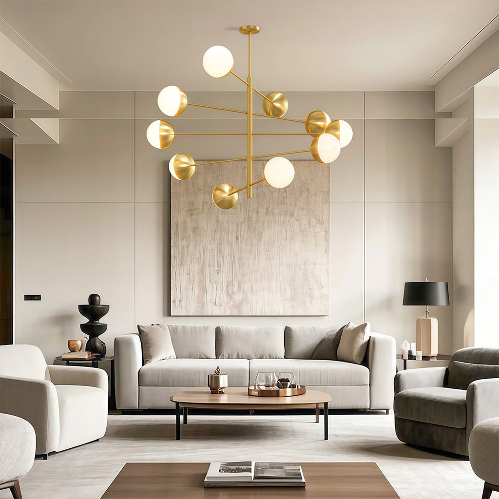 Modern Solid Copper Globe Chandelier Ceiling Light