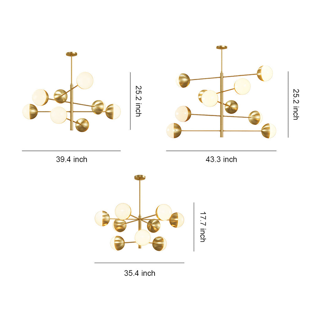 Modern Solid Copper Globe Chandelier Ceiling Light