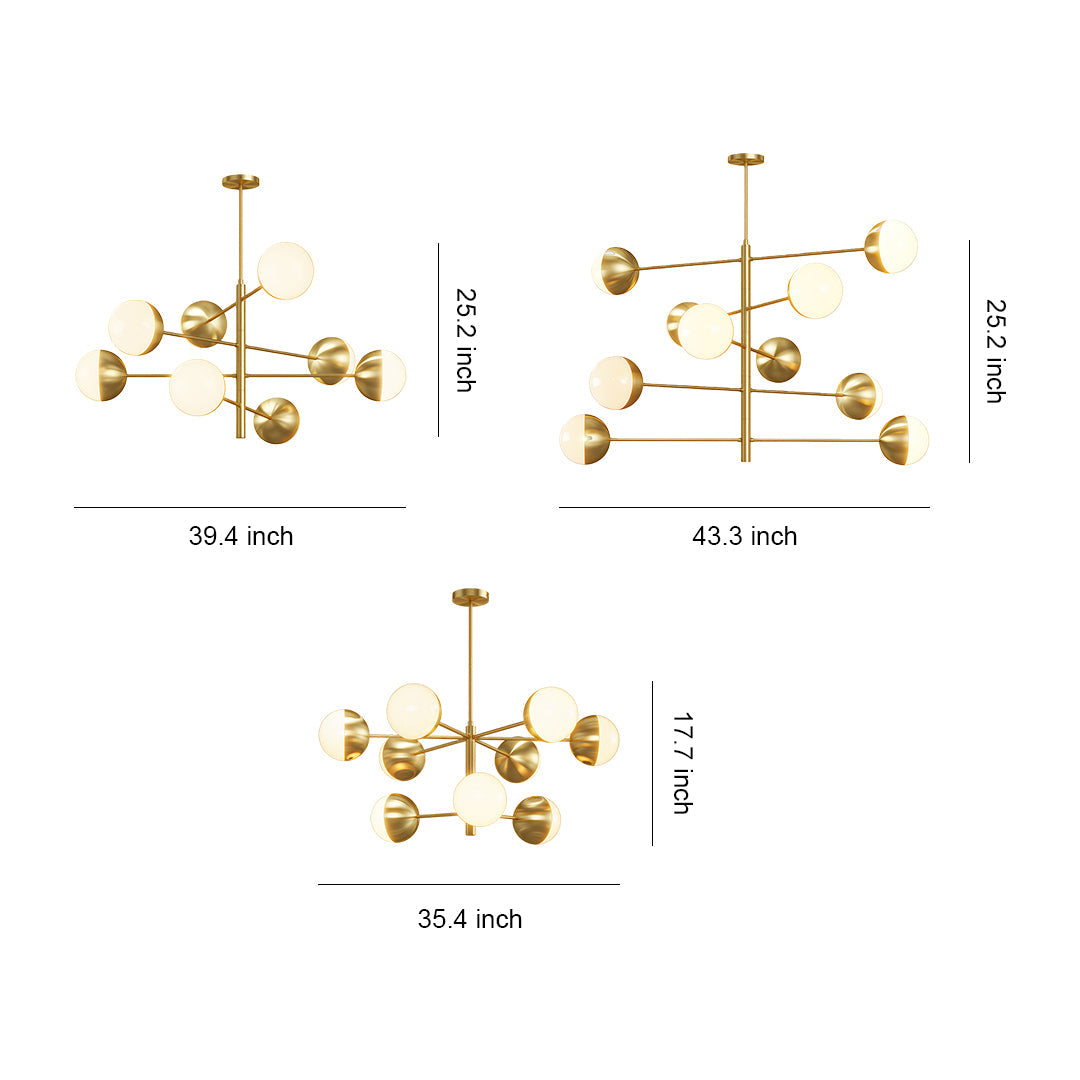 Modern Solid Copper Globe Chandelier Ceiling Light