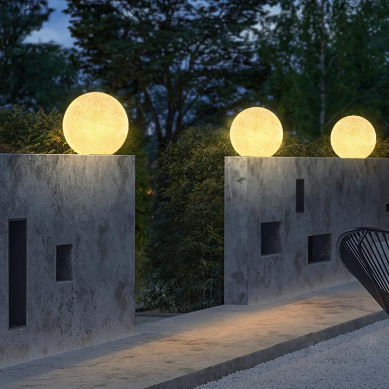 Modern Waterproof White LED Globe Pillar Light for Outdoor Use