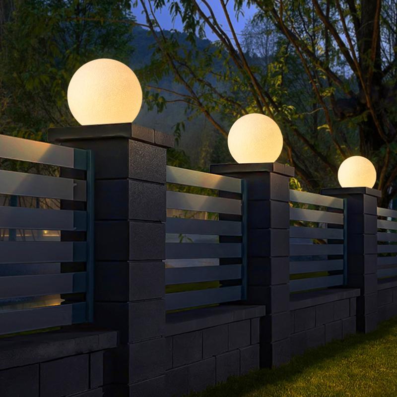 Modern Waterproof White LED Globe Pillar Light for Outdoor Use