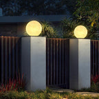 Modern Waterproof White LED Globe Pillar Light for Outdoor Use