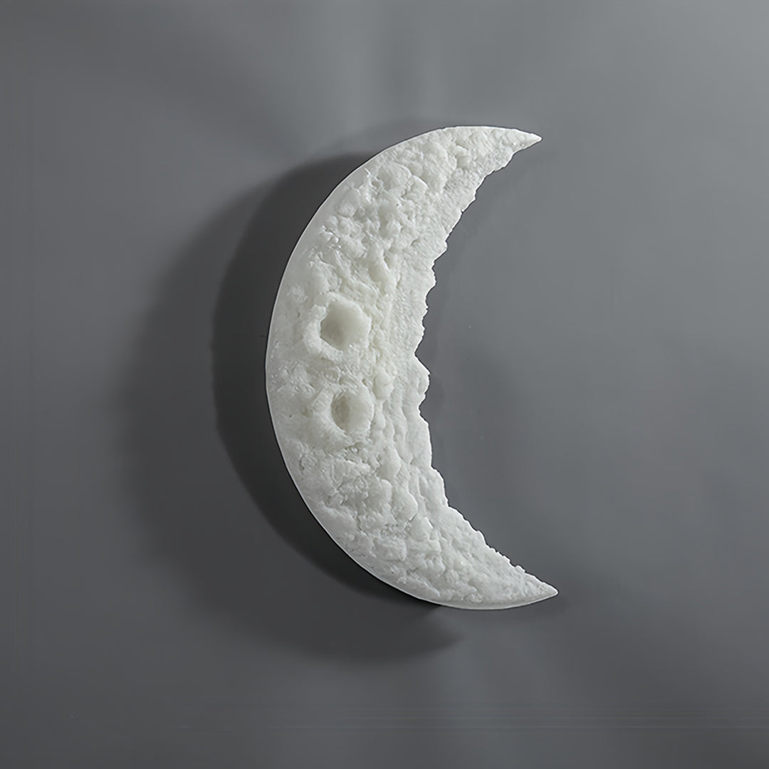 Modern Minimalist Crescent Moon Wall Light - Textured Resin Lamp for Bedroom