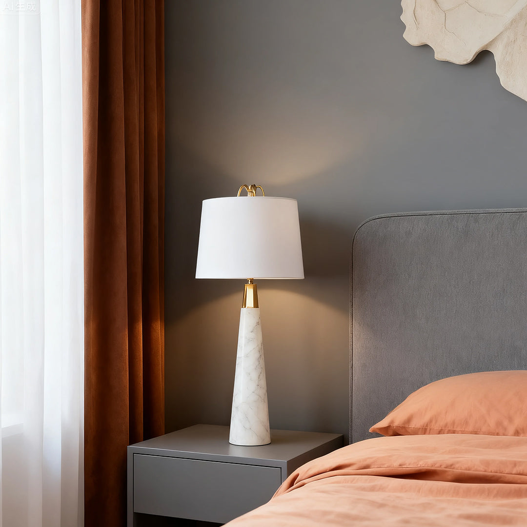 Premium Nordic White Marble Tapered Lamp