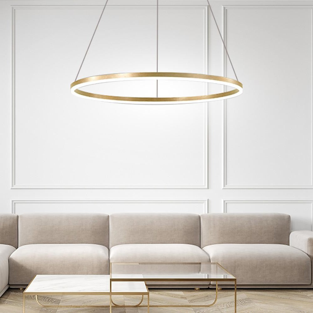Modern Black LED Ring Chandelier - Aluminum Ceiling Light