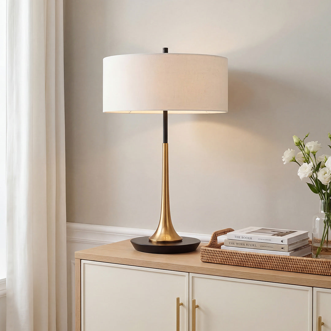 Elegant Modern Fabric Table Lamp with LED Bulbs