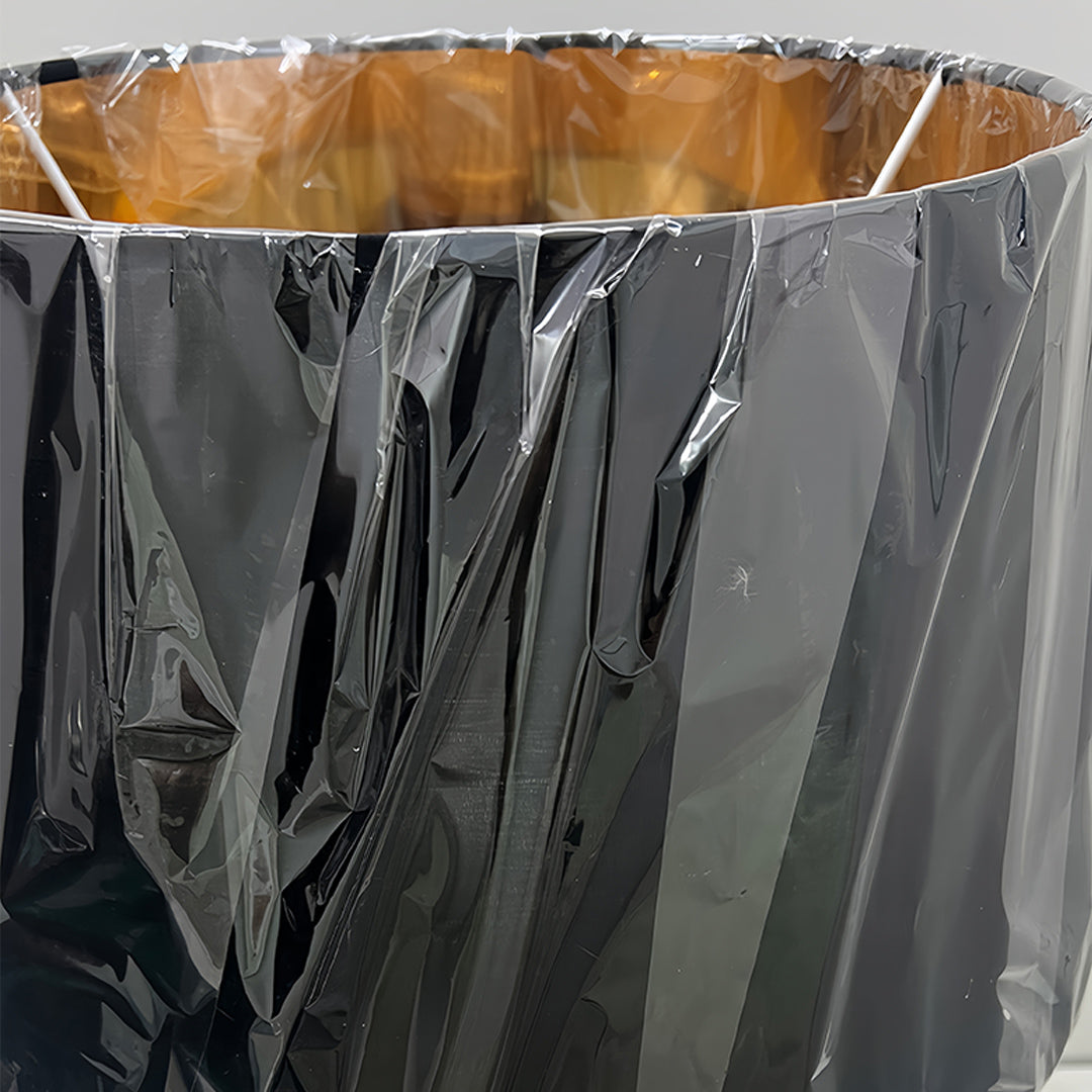 Elegant Gold and Black Sculptural Table Lamp with Drum Shade
