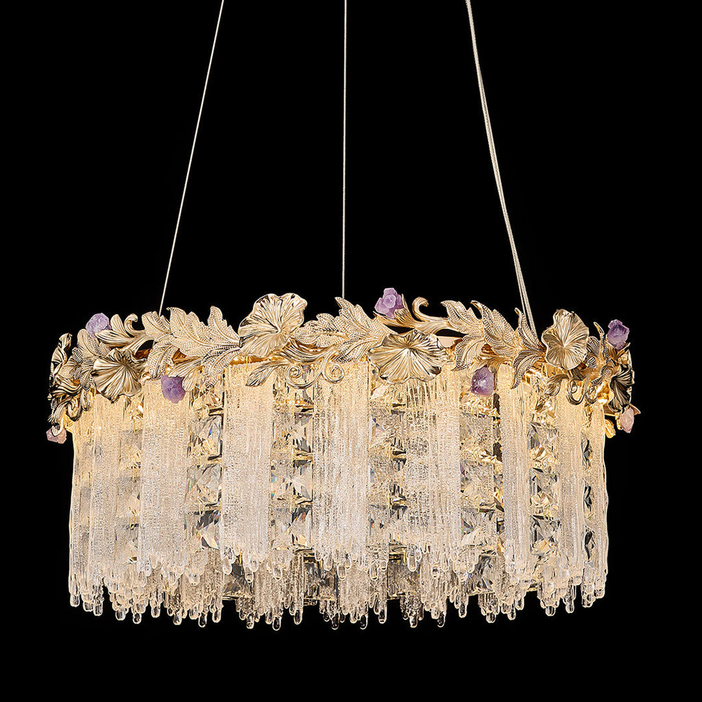 Gold Crystal Chandelier - French Minimalist Ceiling Light