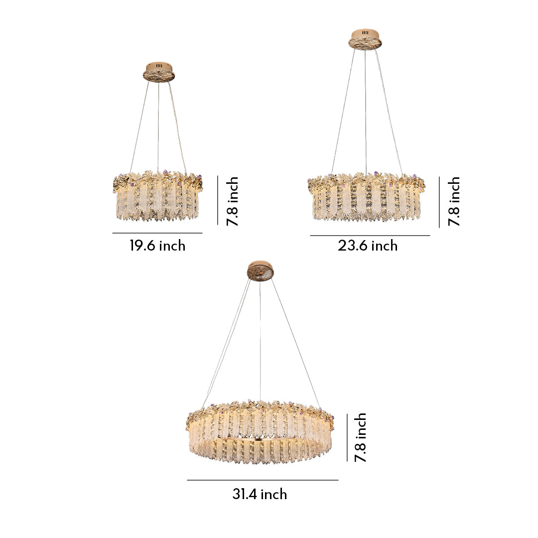 Gold Crystal Chandelier - French Minimalist Ceiling Light