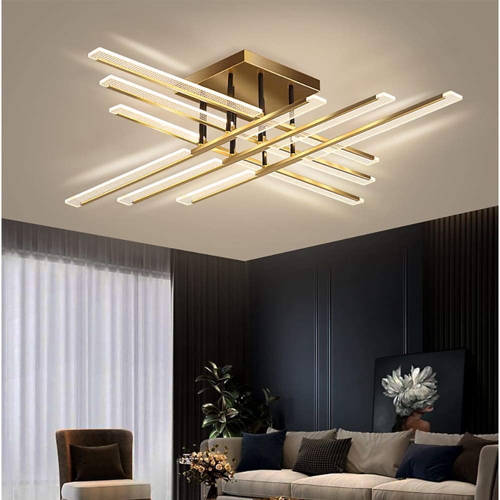 Premium Gold Cross LED Ceiling Light - Elegant Metal Design