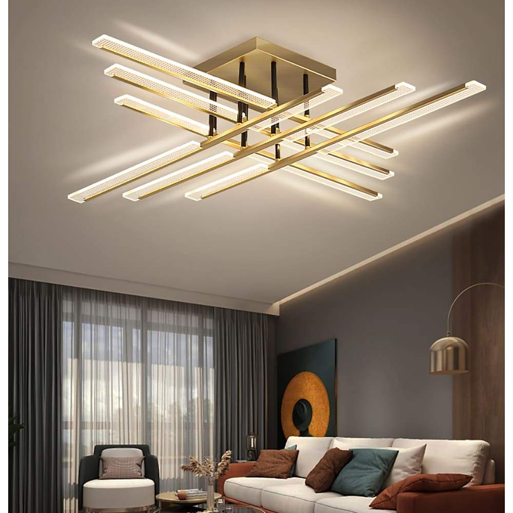 Premium Gold Cross LED Ceiling Light - Elegant Metal Design