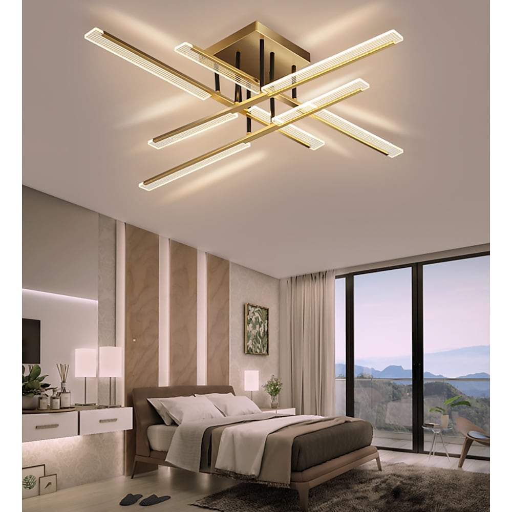 Premium Gold Cross LED Ceiling Light - Elegant Metal Design