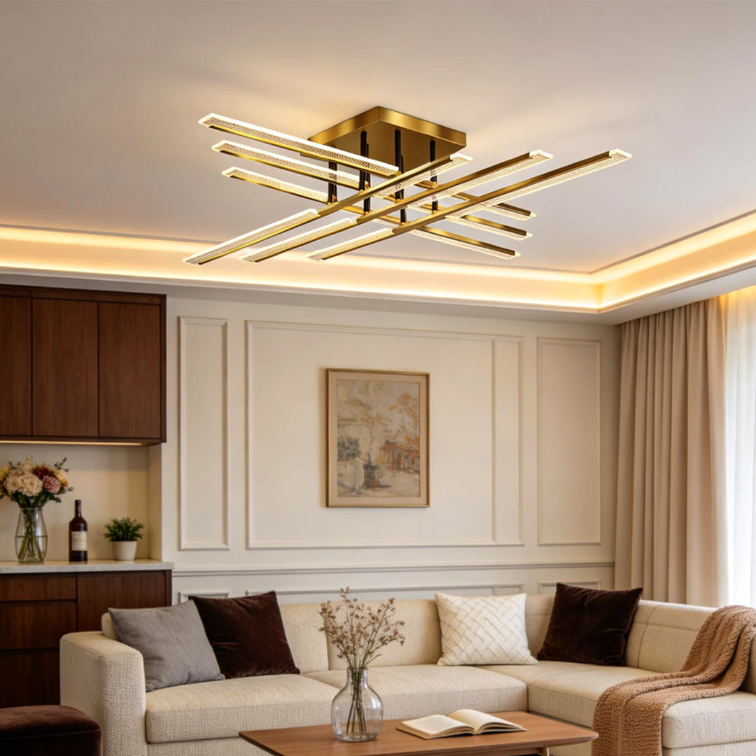 Premium Gold Cross LED Ceiling Light - Elegant Metal Design
