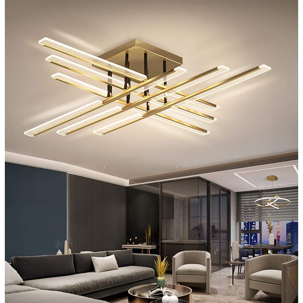 Premium Gold Cross LED Ceiling Light - Elegant Metal Design