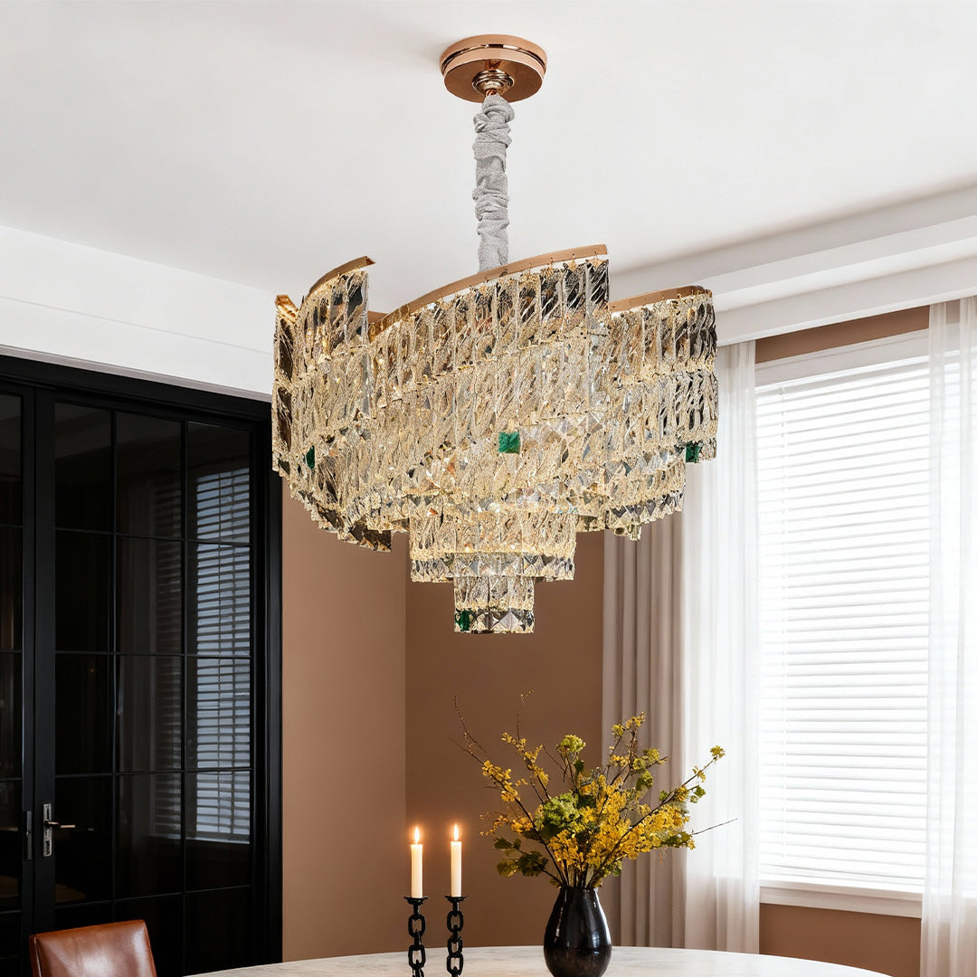 Luxury Crystal Pendant Chandelier - Carbon Steel Ceiling Light