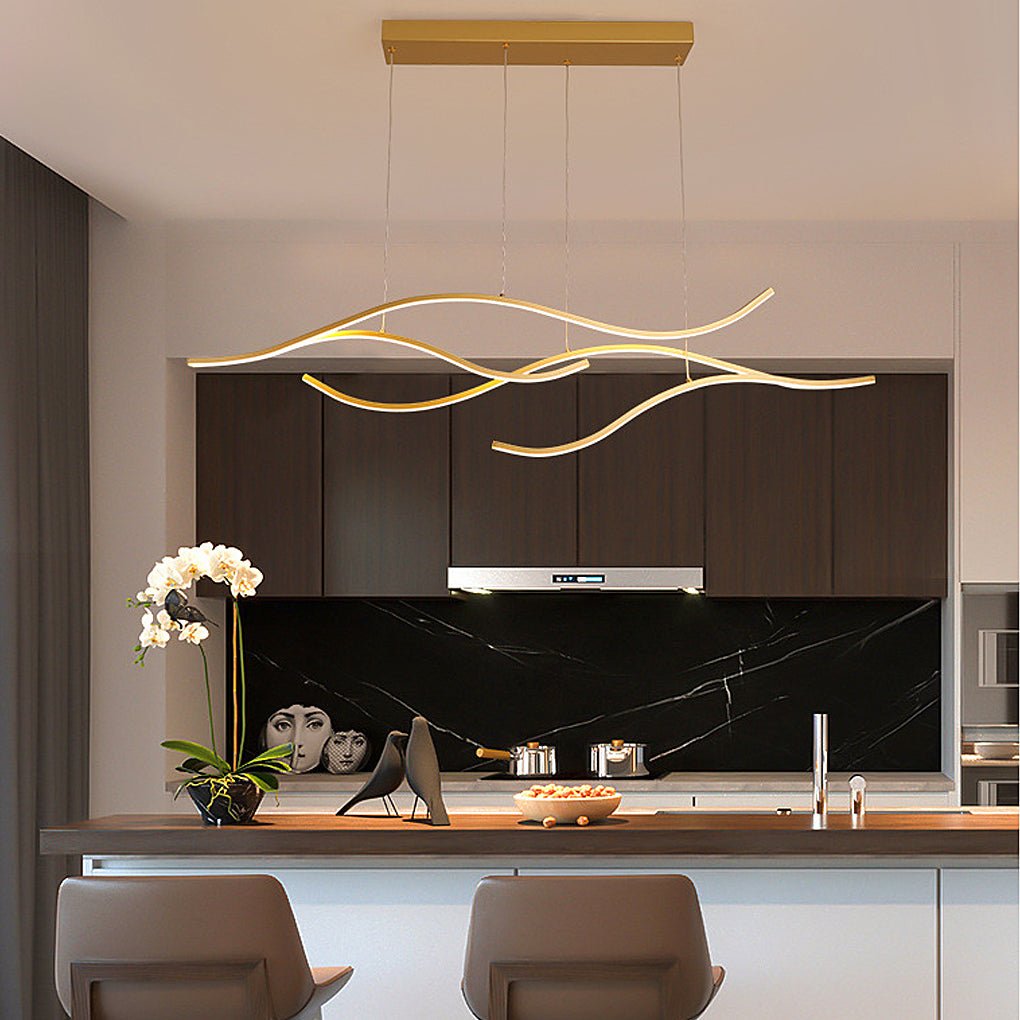 Wavy Curved LED Pendant Light - Modern Metal Ceiling Fixture