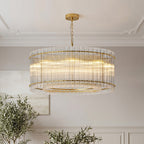 Luxury Iron Chandelier with Glass Lamp Shade - Elegant Ceiling Light