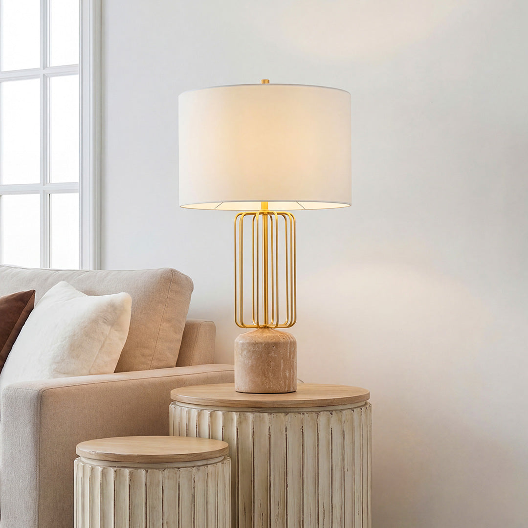 Nordic Style Geometric Metal Cage LED Table Lamp - Eye-Care Design