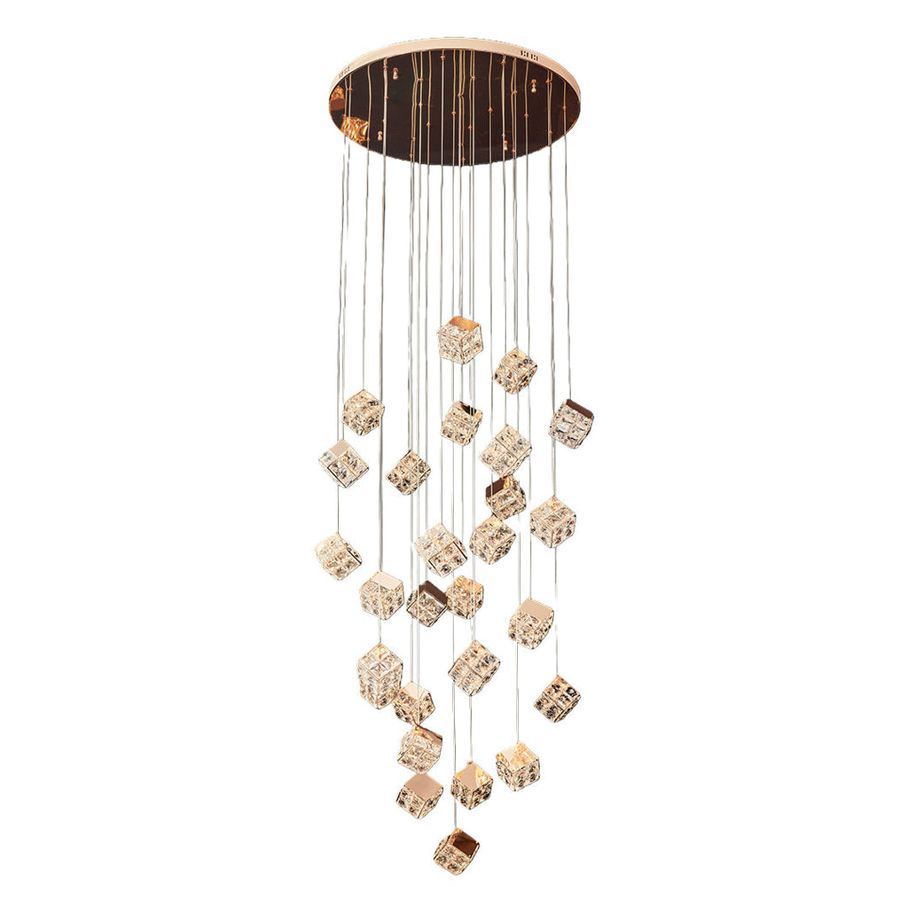 Crystal Cube Chandelier Ceiling Light for Stairs