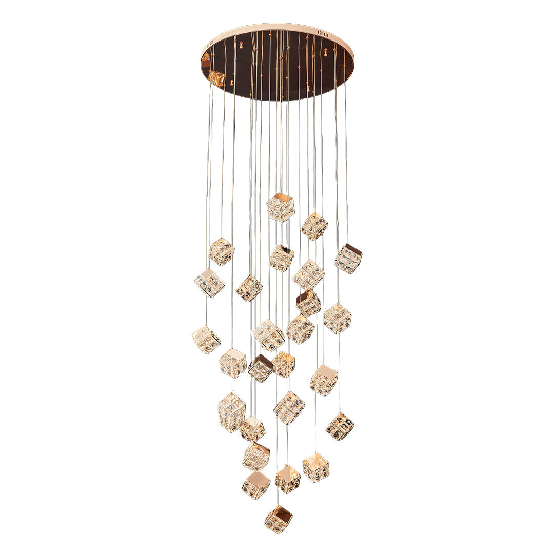 Crystal Cube Chandelier Ceiling Light for Stairs