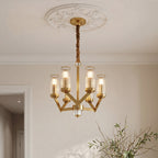 Luxury Copper Glass Drop Chandelier - Elegant Ceiling Light