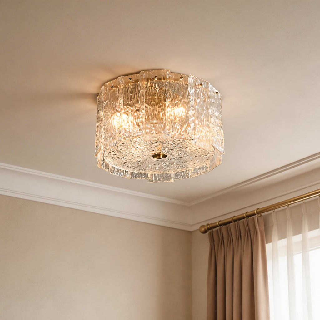 Luxury Copper Glass Flush Mount Ceiling Light