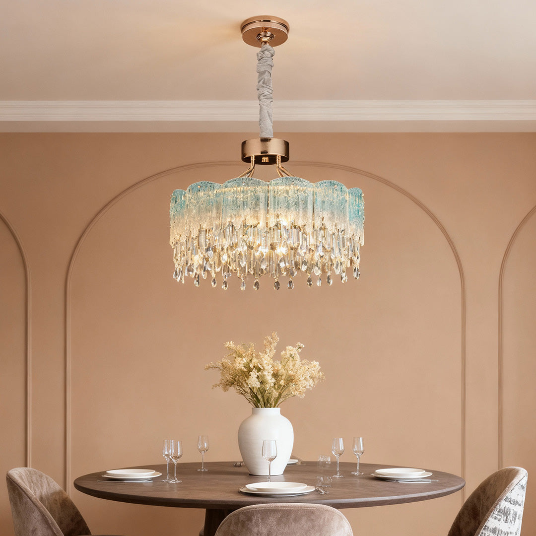 Luxury Crystal Glass Fringe Chandelier - Elegant Ceiling Light