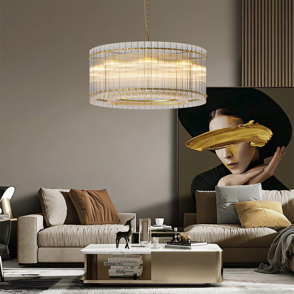Luxury Iron Chandelier with Glass Lamp Shade - Elegant Ceiling Light