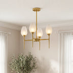 Modern Brass Glass Chandelier - Minimalist Ceiling Light