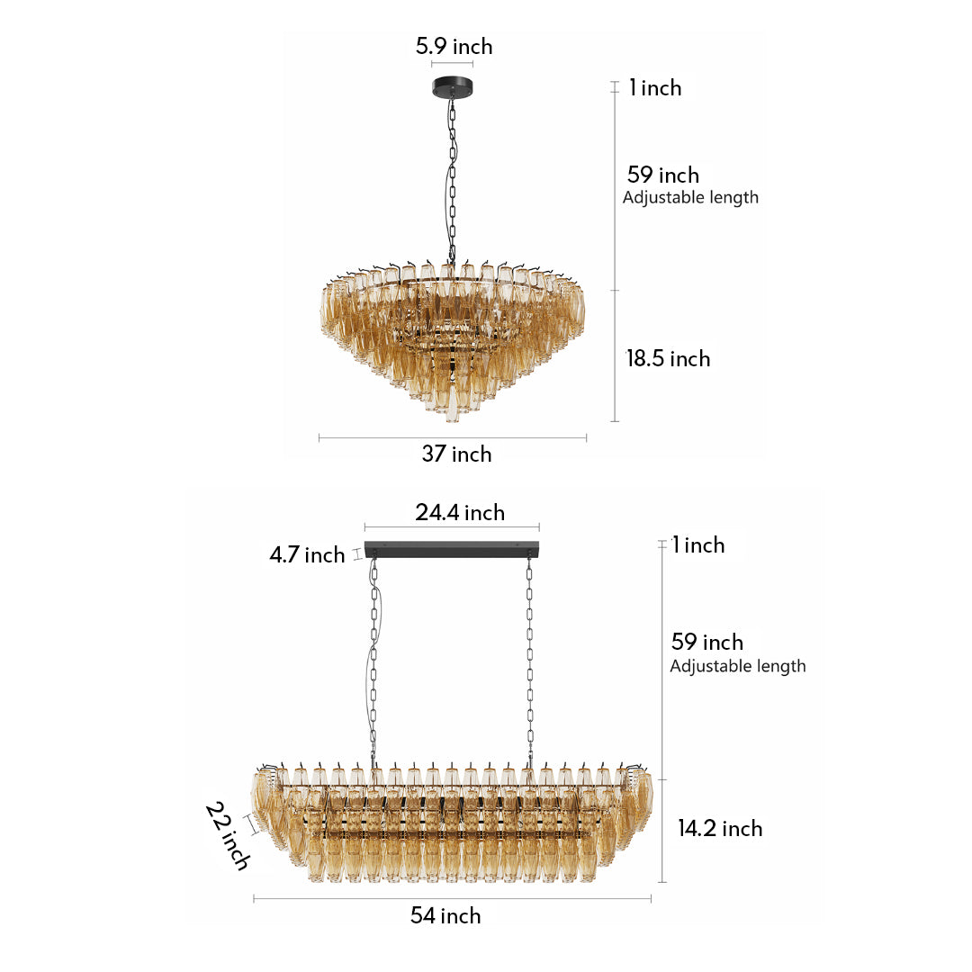 Luxury Multi-Head Glass Pendant Chandelier for Elegant Ceilings